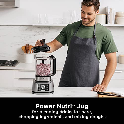 Ninja Foodi Nutri Blender [CB350UK] 3-in-1 Power Nutri Blender, Auto-iQ Technology, 1200W Smart Torque Motor, 2.1L Jug, 700 ml Cup and 400 ml Bowl, Silver