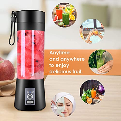 Portable Blender, Personal Blender [Upgraded Version], Travel Blender Maker 380ML USB Rechargeable Juicer Mixer Blender With 6 Stainless Steel Blades, Multi-Function Juice For Office,Sports,Travel