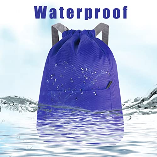 Medo Drawstring Fitness Bag, Drawstring Backpack Waterproof Sports Bag and Neutral Pe Bag Are Suitable for School Sports, Swimming and Mountain Climbing (Royal Blue)