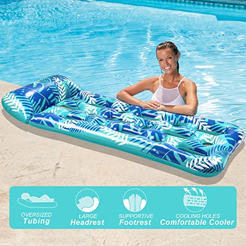 CAMULAND 70 Inches X 30 Inches Inflatable Lounge Pool with Headrest, Floating Pool Lounge Chair for Men and Women