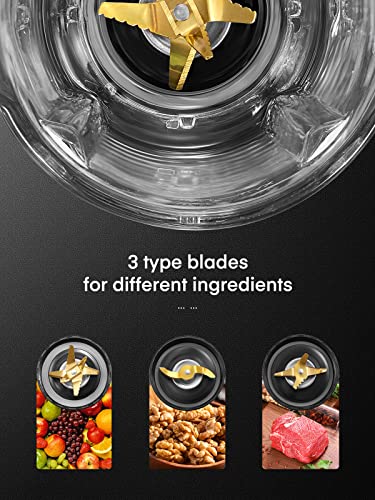 Blenders for Kitchen, 3 in 1 Jug Blender with 1.5L Glass Jug | Stainless Steel Blades, 3 Speed Control with Pulse | Mixer Grinder with Coffee/Spice Grinder Mill Included | 450W