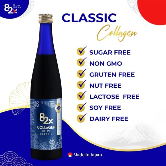 82X Classic Collagen - Marine Fish Tuna Collagen Peptides Liquid Drink for Skin Hair Nails from Japan with 82 Fermented Plants, Vitamins, Minerals & Supplements