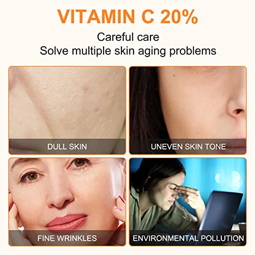 Premium 20% Vitamin C Serum For Face with Hyaluronic Acid, Retinol & Amino Acids - Boost Skin Collagen, Brighten Hydrate & Plump Skin, Anti Aging & Wrinkle Facial Serum