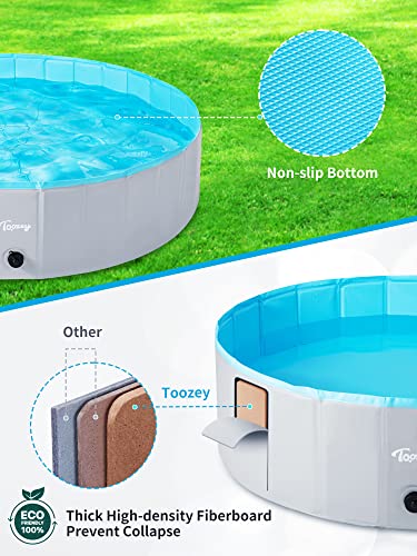 Toozey Foldable Dog Pool Dog Paddling Pool - 80cm/120cm/160cm Foldable Dog Swimming Pool, 100% Safe and Non-Toxic Pet Pool -Dog Pool for Kids and Small to Large Dogs