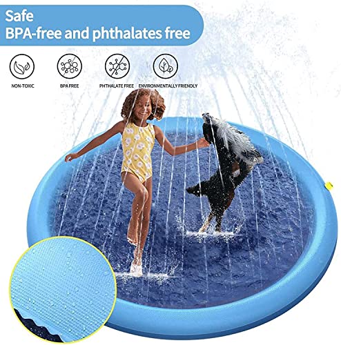 SHOKAN Splash Pad for Dogs & Kids, 100cm Inflatable Dog Splash Sprinkler Pad, Foldable Thickened Dog Paddling Pool Splash Mat, Outdoor Dog Sprinkler Play Mat for Summer Garden Beach Backyard