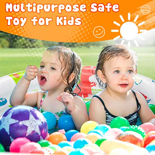 Ucradle Inflatable Paddling Pool for Kids, Three Ring Pool with Soft Inflatable Floor, Hoop Swimming Pool Inflatable for Outdoor Garden Children Baby Toddler Summer Play Water Toy, 90x90x20 CM