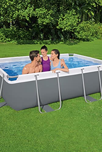 Bestway Power Steel Rectangular Swimming Pool, 3662 Litres, Grey, 2.82 x 1.96 x 84 cm