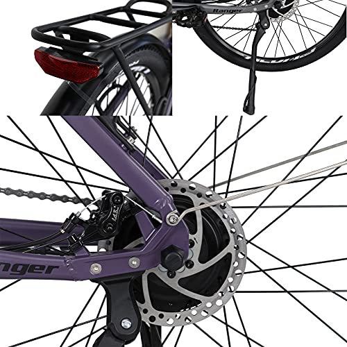 Hyuhome Electric Bikes for Adult Mens Women,27.5" E-MTB Bicycles Full Terrain 36V 12.5Ah Mountain Ebikes,BAFANG Motor Shimano 7-Speed Double Disc Brakes for Outdoor Commuter (Purple, 820L)