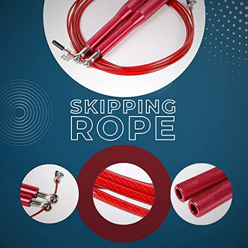 Extra Strong Steel Skipping Rope for Men & Women | Fitness Jump Ropes | Adjustable & Lightweight Jumping rope workout equipment for exercise at Home, Gym, Garden (RED)