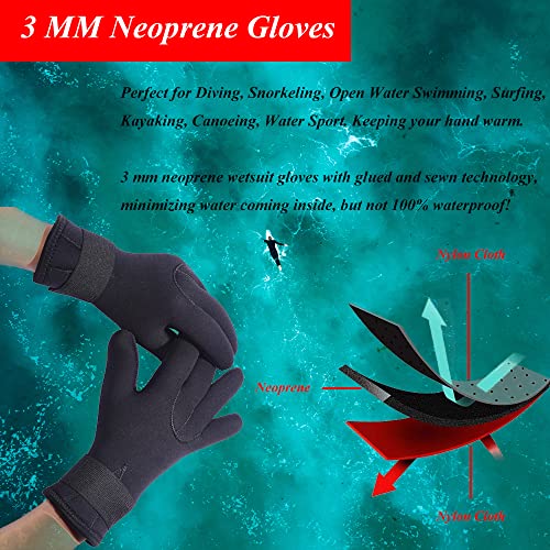 YDQUANI 3mm Neoprene Wetsuit Gloves Anti-slip Thermal Diving Gloves for Men Women Snorkelling Open Water Swimming Surfing