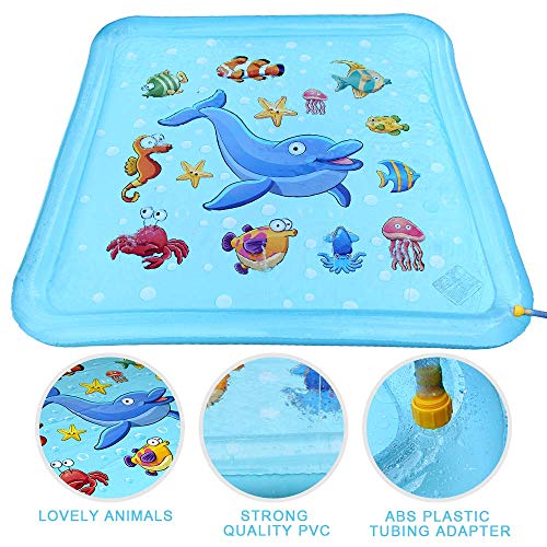 Epoch Air Splash Water Play Mat, Kids Toys Inflatable Sprinkler Pad Outdoor Garden Water Games Boys Girls Toddlers Gifts Wading Pool for Pets Dogs Cats Children 3 4 5 6 7 8 Years Old 170 * 170CM