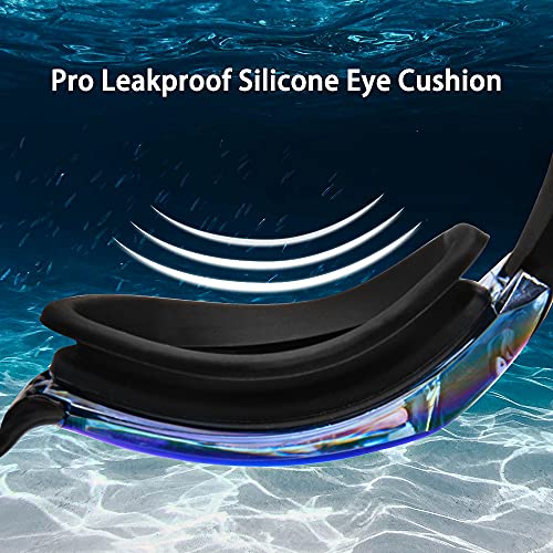 Swimming Goggles for Men Women Adults - Anti Fog Swim Goggles with Uv Protection, Clear Vision, No Leaking Silicone Cushion