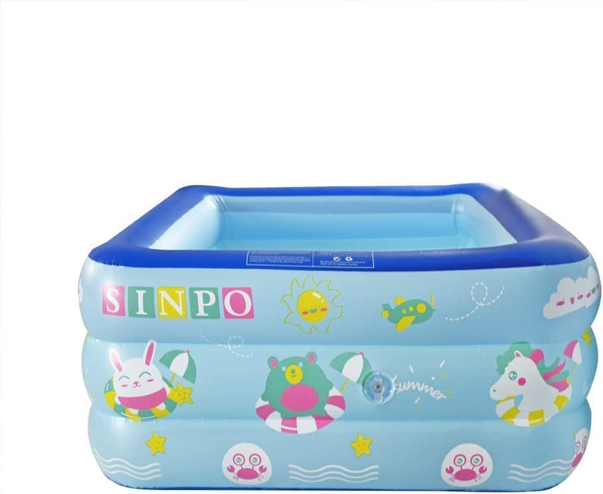 Inflatable Pool, 150 x 110 x 50 cm Rectangular Pool for Toddlers, Kids, Adults and Families, Above-Ground, Garden, Outdoor