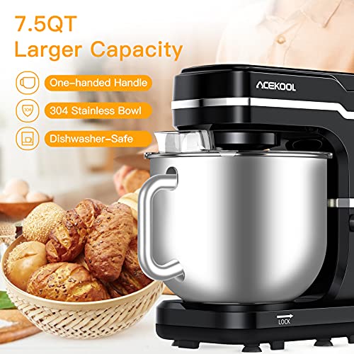 Stand Mixer Food 7L Acekool MC1 10 Speeds 1400W Tilt-Head Cake Electric Kitchen Multi-Functional with Dough Hook Mixing Whip and Beater (Black)