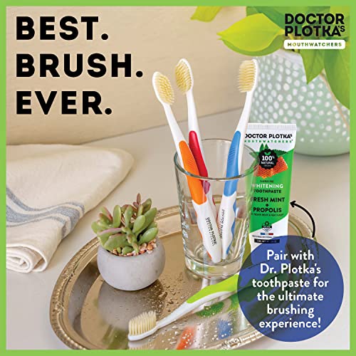 Doctor Plotka's Mouthwatchers Antimicrobial Floss Bristle Silver Toothbrush, Adult, 4 Pack