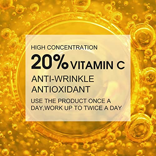 Premium 20% Vitamin C Serum For Face with Hyaluronic Acid, Retinol & Amino Acids - Boost Skin Collagen, Brighten Hydrate & Plump Skin, Anti Aging & Wrinkle Facial Serum