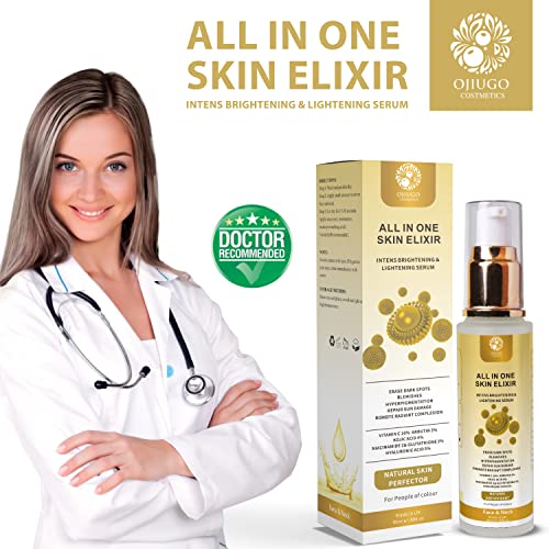 All in One Skin Elixir, Intense Brightening & Lightening Serum with Vitamin C, Arbutin, Kojic Acid, Glutathione, Erase Dark Spots, Blemishes & Hyperpigmentation Serum,50ml