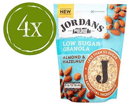 Jordans Granola Low Sugar - Almond & Hazelnut | Breakfast Cereal | High Fibre | 4 PACKS of 500g