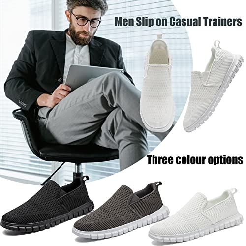 Oltyutc Men's Trainers Sports Gym Running Shoes Breathable Loafers Sneaker Casual Athletic Tennis Shoes White Size 5.5