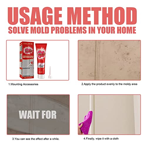 Gel Mould Remover, Household Wall Cleaner Mould for Bathroom Toilet Washing Machine Seal Kitchen Sink Grout Tile Corner Removal of blackened mould stains-120g