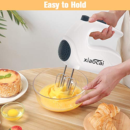 Hand Mixer for Cake, Electric Hand Mixer with Turbo Boost/Self-Control 5-Speeds Hand Mixer Electric Whisk + 4 Stainless Steel Accessories, Cake Mixer for Baking/Making Cake Cream (Upgraded)