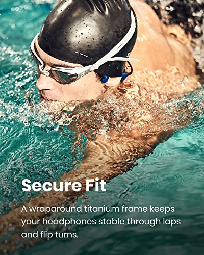 SHOKZ OpenSwim(formerly Xtrainerz) Swimming MP3 Headphones, Open-Ear Bone Conduction Headset, IP68 Waterproof, 4 GB Memory, MP3 Player For Swimming, Surfing, Running【No Bluetooth】（Sapphire Blue）