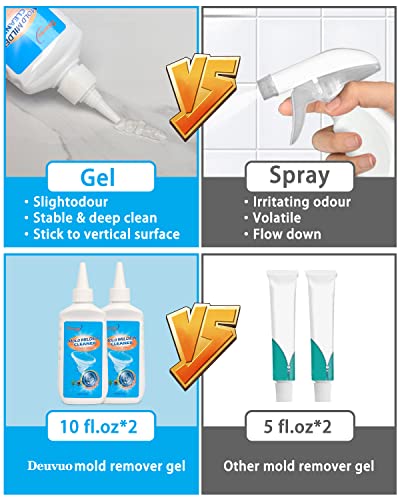 Deuvuo Mould Remover Gel UK 280g, 2 Pack Mold And Mildew Remover Gel With Brush For Wall Tiles Grout Sealant Bathroom Cleaning Home Kitchen Sinks Cleaning(10 Fl Oz)