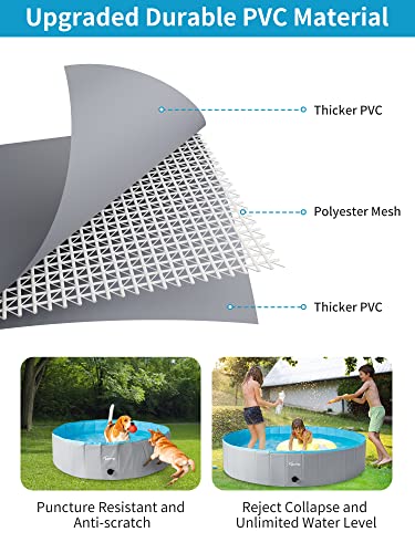 Toozey Foldable Dog Pool Dog Paddling Pool - 80cm/120cm/160cm Foldable Dog Swimming Pool, 100% Safe and Non-Toxic Pet Pool -Dog Pool for Kids and Small to Large Dogs