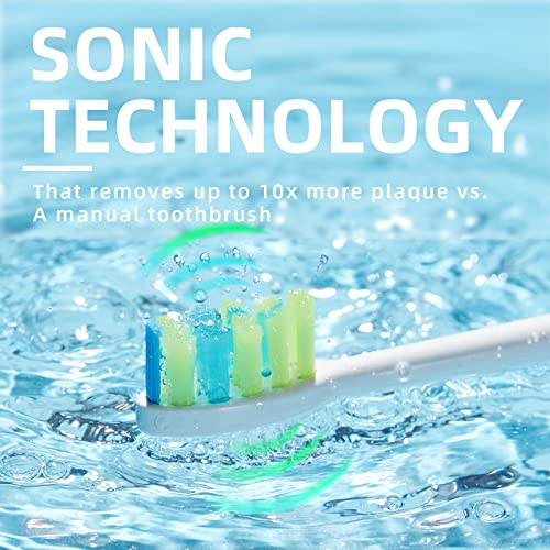 7AM2M Sonic Electric Toothbrush for Adults and Kids, One Charge for 90 Days, with 6 Brush Heads, 5 Modes with 2 Minutes Build in Smart Timer, Roman Column Handle Design (Pink)