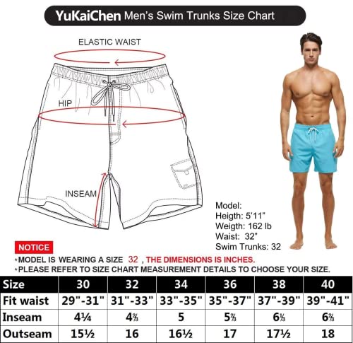 YuKaiChen Men's Swimming Trunks Quick Dry Beach Shorts Casual Running Gym Shorts with Zipper Pockets and Mesh Lining ArmyGreen 32