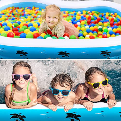 Inflatable Swimming Pool, Jhunswen Large Paddling Pool for Kids Adults with Seat and Backrest, 255cm x 155cm x 44cm, Family Lounge Pool for Garden Backyard Outdoor