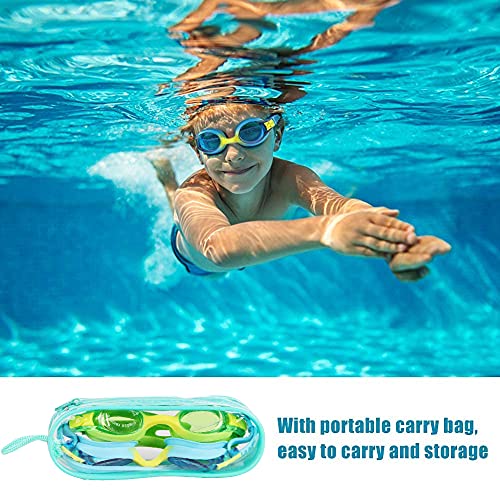 findway Kids Swimming Goggles,2 Pack Swim Goggles Children for Boys Girls with Anti-Fog,Waterproof Clear Lens for 3,4,5,6,7,8,9,10,11,12,13,14 Years Old Kids,Blue and Green