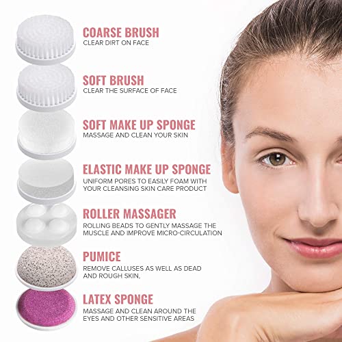 7 IN 1 ELECTRIC FACIAL FACE SONIC SPA CLEANSING BRUSH SKIN BEAUTY CARE CLEANSER WITH POUCH (ROSE GOLD)