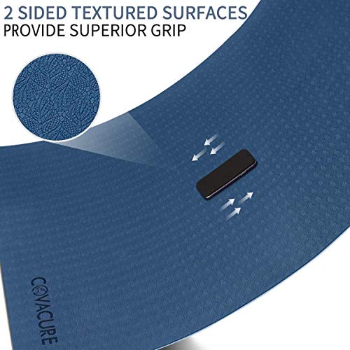 COVACURE Yoga Mat, 6mm TPE Eco-Friendly Exercise Mat Non Slip Yoga Mats for Women with Carrying Strap for Home Gym Workout, Yoga, Pilates