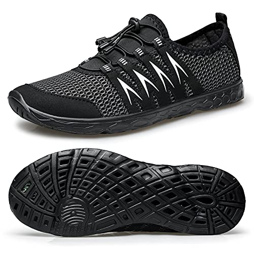 SURFING TREE Ladies Water Shoes - Quick Drying Lightweight Unisex Mens Beach Shoes Aqua Sports Shoes Black Size 6