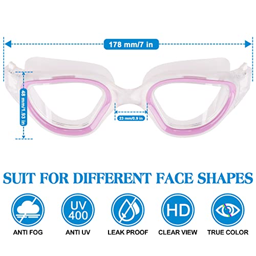 HotSrace Swimming Goggles Polarized Swim goggles No Leaking Anti Fog UV 400 Prevention Adult Men Women Youth Unisex (Non-polarized/Light Purple with Clear Lens)