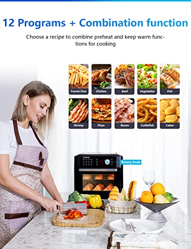 Proscenic T31 Air Fryer Oven, 15L Digital Air Fryer Oven with Rapid Air Circulation, LED Touchscreen & APP/ALEXA Control, 12 Preset Programs, 100+ Online Recipes, 6 Accessories Included, 1700W