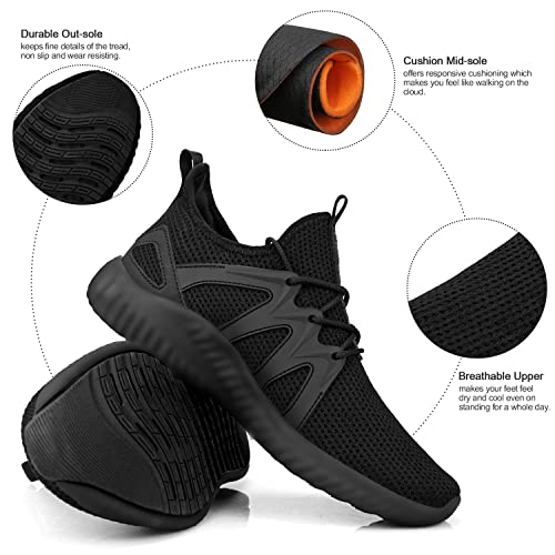 Giniros Mens Trainers Running Shoes Walking Shoes Gym Sports Training Shoes Casual Shoes All Black 280mm Label 46 UK 11