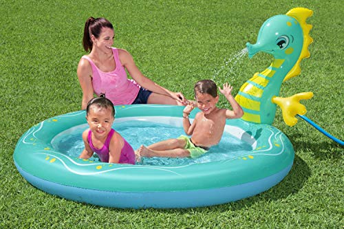 Bestway Seahorse Sprinkler Paddling Pool, Kids Garden Pool