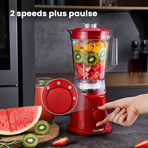 COMFEE' Blender Smoothie Maker, 1.5 Litre Blender Mixer Food Processor, 600W Red