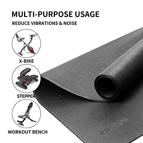 PROIRON Exercise Equipment Mat, Heavy-Duty Floor Protector Mat Non-slip for Exercise Bike, Weight Bench, Rowing Machine, Cross Trainer and Other Home Gym Equipment, 120cm x 60cm, Black