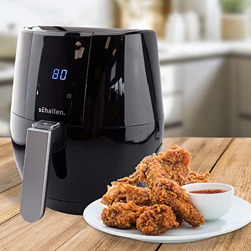 Schallen Modern Black Gloss Healthy Eating Low Fat Large 3.5L 1300-1500W Digital Display Air Fryer with 9 Cooking Settings and 30 Minute Timer