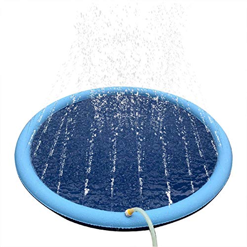 Dog Pool,Paddling Pool for Pets,67" Foldable Thickened Sprinkle Splash Water Play Mat,Kids Pet Summer Water Toys Spray Pad Wading Pool