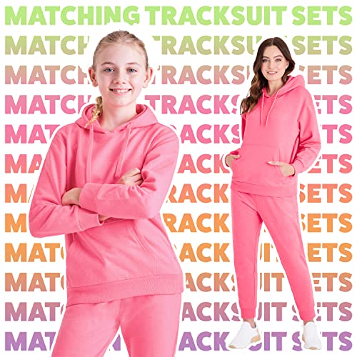 CityComfort Girls Tracksuit Set Neon Hoodie and Jogging Bottoms 2 Piece Loungewear Activewear Kids and Teenagers Tracksuit 5-15 Years (Pink, 7-8 Years)