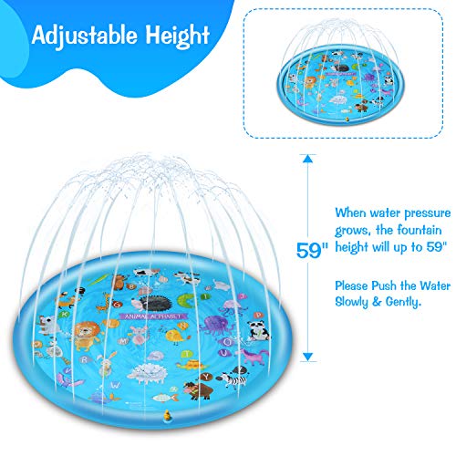 Chnaivy Sprinkler for Kids, 68'' Splash Pad Wading Pool for Babies Learning, Summer Outdoor Water Toys Play Mat for 1-12 Year Old Toddlers Boys Girls