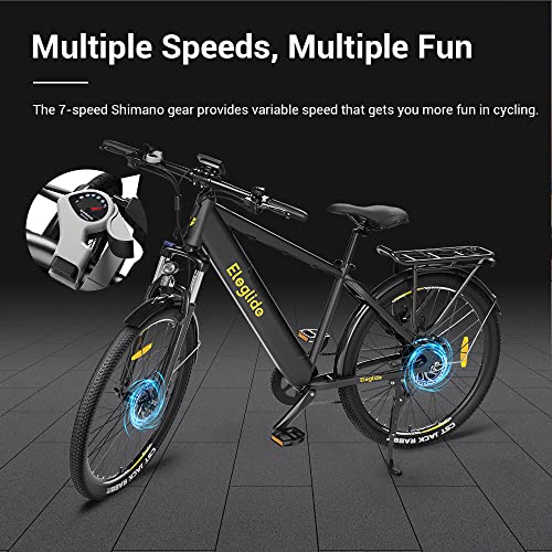 Eleglide Electric Bikes, T1 Electric Bicycle Mountain Bike, 27.5" E bike Commute Trekking E-bike with 36V 12.5Ah Removable Li-Ion Battery, LCD Display, Shimano 7 Speed, Dual Disk Brake