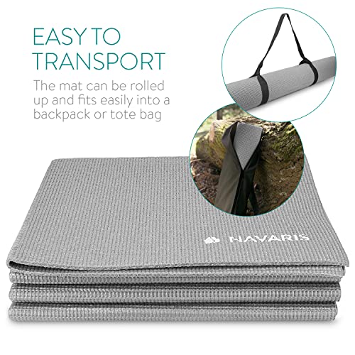 Navaris Foldable Yoga Mat for Travel - 4mm Thick Exercise Mat for Yoga, Pilates, Workout, Gym, Fitness - Non-Slip Folding Portable Outdoor Camping Mat