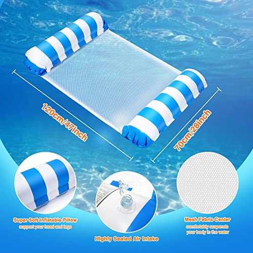 EPCHOO Inflatable Pool Floats Hammock,2 Pack 4-in-1 Inflatable Water Hammock with 2pcs Manual Air Pump,Floating Chair Bed Pool Lounger for Swimming Pool, Beach, Water Lounge Party Toys（Blue, Orange）