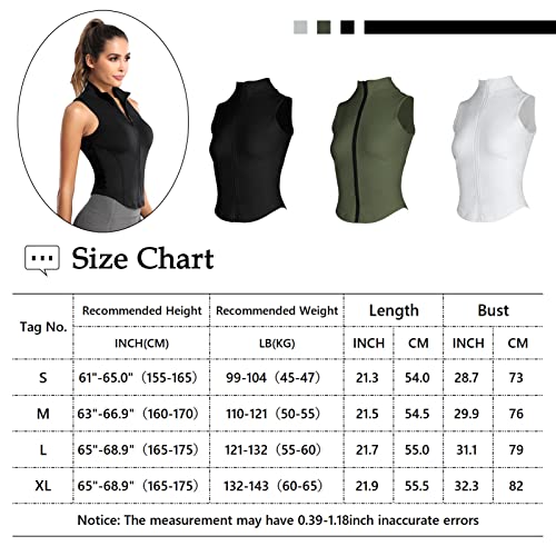 FEOYA Full Zip Sports Vest for Women Activewear Sleeveless Tops Yoga Workout Running Shirts Sleeveless Gym Tops Slim Fit Running Workout Gym Vest Activewear Athletic Tank Top Jogging Tshirt Black S