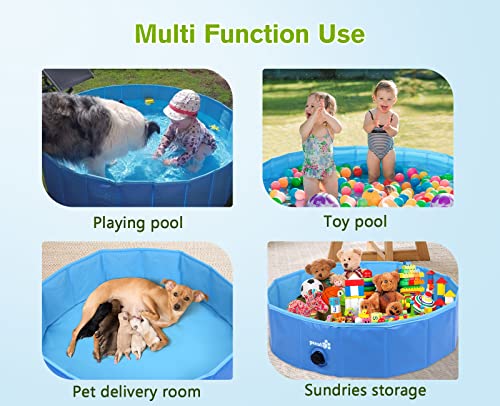 Pecute Paddling Pool for Pets& Kids, Sturdy Foldable Dog Swimming Pool Bathtub Children Ball Pits Kids Paddling Bathing Pool For Garden Patio Bathroom(XXL: 180 x 30 cm)